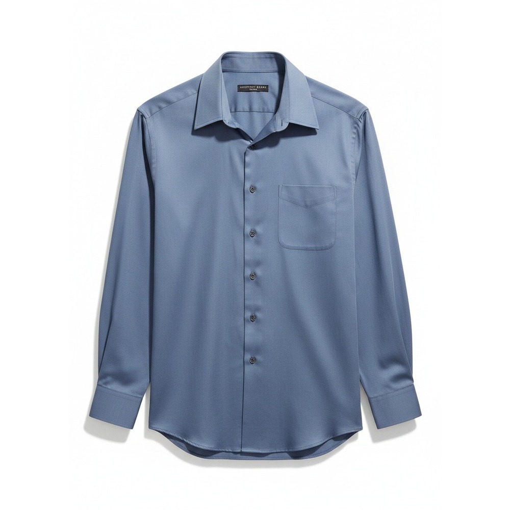 Geoffrey Beene Slate Blue Dress Shirt,‎ Sateen Wrinkle Free, Men's Large 16.5